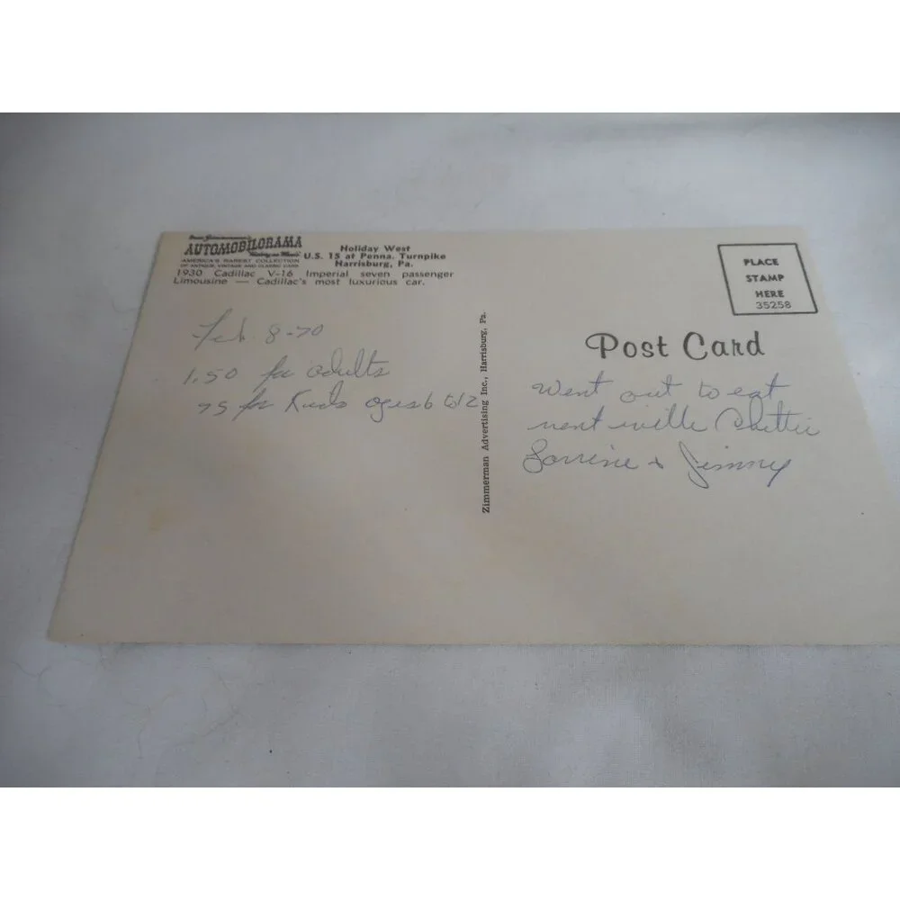 Vintage 1960s Postcard 1930 Cadillac Limousine Antique Car Museum Harrisburg PA